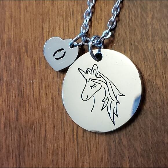UNICORN STAINLESS steel‎ initial necklace - Picture 3 of 5
